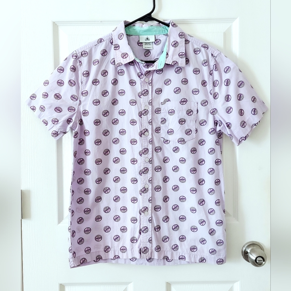 Disney Pixar Movie Up Grape Soda Print Button Down Shirt